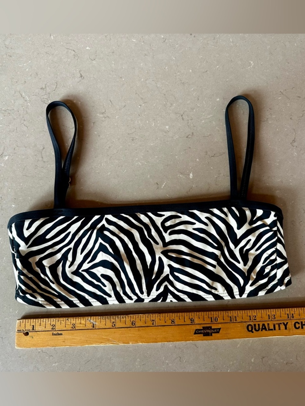 Kate Spade New York Zebra Bandeau Bikini Top Adjustable Straps Black White Small